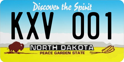 ND license plate KXV001