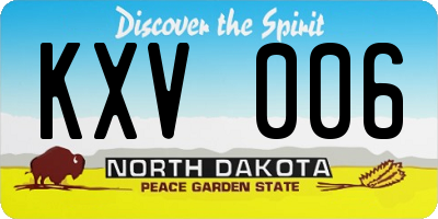 ND license plate KXV006