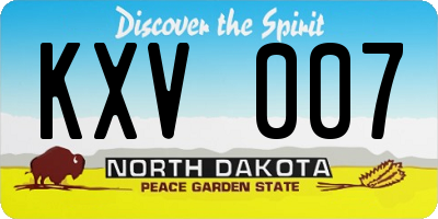 ND license plate KXV007