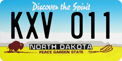 ND license plate KXV011