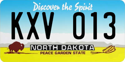 ND license plate KXV013