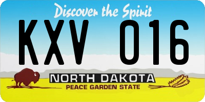ND license plate KXV016