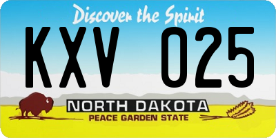 ND license plate KXV025