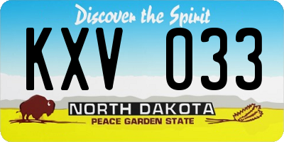 ND license plate KXV033