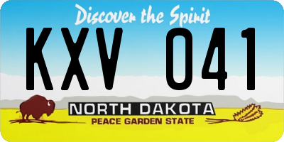 ND license plate KXV041