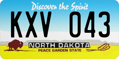 ND license plate KXV043