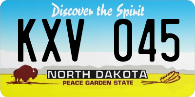 ND license plate KXV045