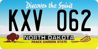 ND license plate KXV062