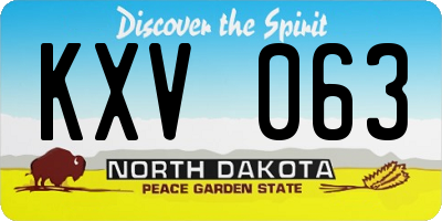 ND license plate KXV063