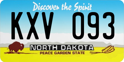 ND license plate KXV093