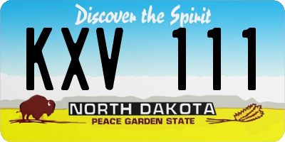 ND license plate KXV111