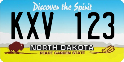 ND license plate KXV123