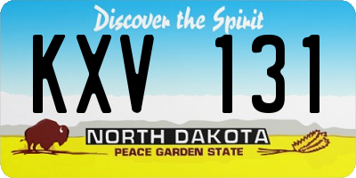 ND license plate KXV131