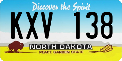 ND license plate KXV138