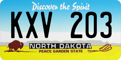 ND license plate KXV203