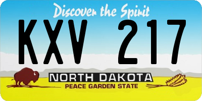 ND license plate KXV217