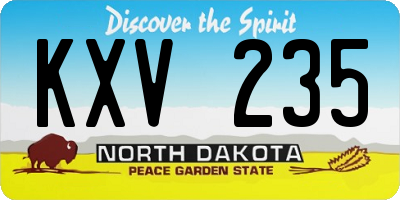 ND license plate KXV235