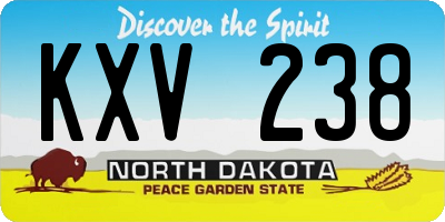 ND license plate KXV238