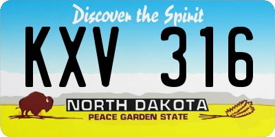 ND license plate KXV316
