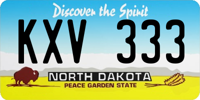 ND license plate KXV333