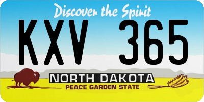 ND license plate KXV365