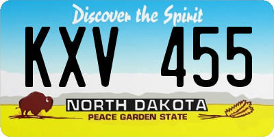 ND license plate KXV455