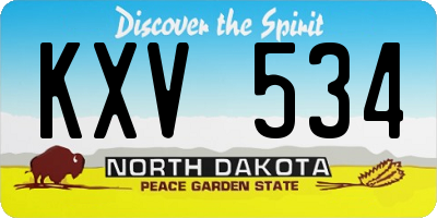 ND license plate KXV534