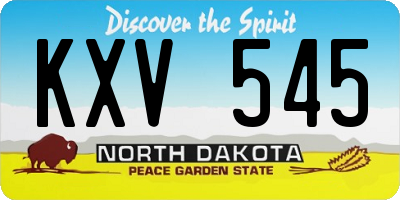 ND license plate KXV545