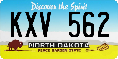 ND license plate KXV562