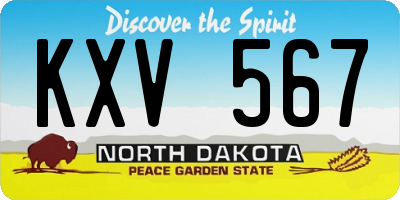 ND license plate KXV567