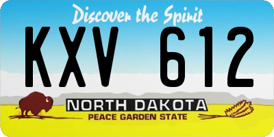 ND license plate KXV612