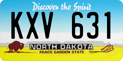 ND license plate KXV631