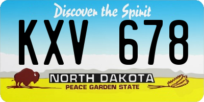 ND license plate KXV678