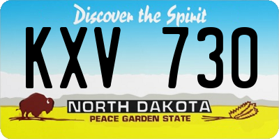 ND license plate KXV730
