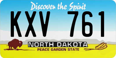 ND license plate KXV761