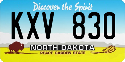ND license plate KXV830