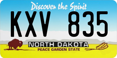 ND license plate KXV835