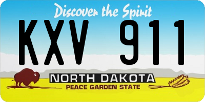 ND license plate KXV911