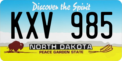 ND license plate KXV985