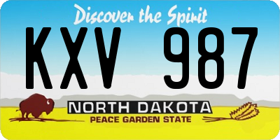 ND license plate KXV987