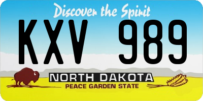 ND license plate KXV989
