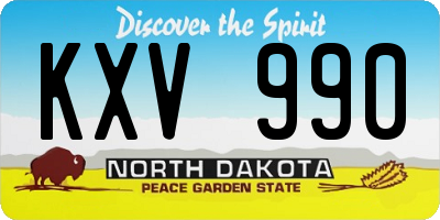 ND license plate KXV990