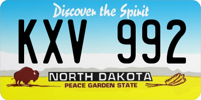 ND license plate KXV992