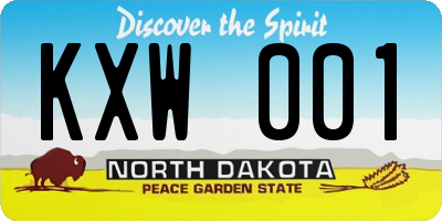 ND license plate KXW001
