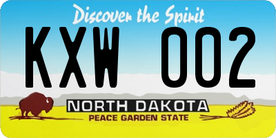 ND license plate KXW002