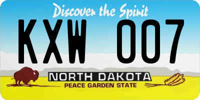 ND license plate KXW007