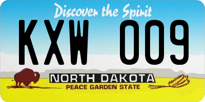 ND license plate KXW009