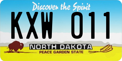ND license plate KXW011