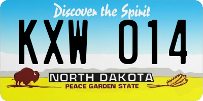 ND license plate KXW014