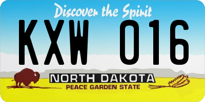 ND license plate KXW016